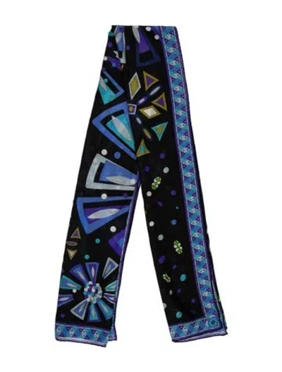 Pre-owned Pucci Cashmere Printed Scarf In Blue