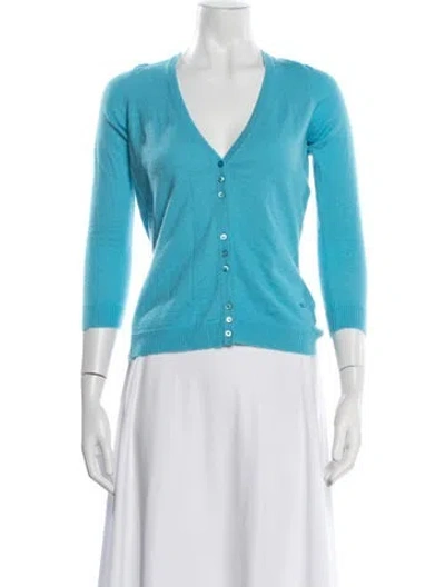 Pre-owned Pucci Cashmere V-neck Sweater In Blue