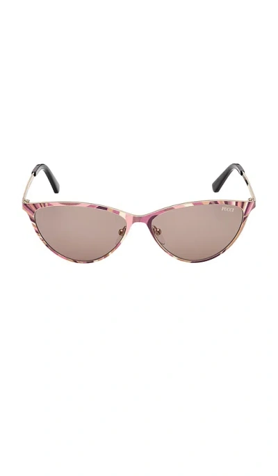 Pucci Cat Eye Sunglasses In Shiny Iride Violet  Pale Gold  & Brown