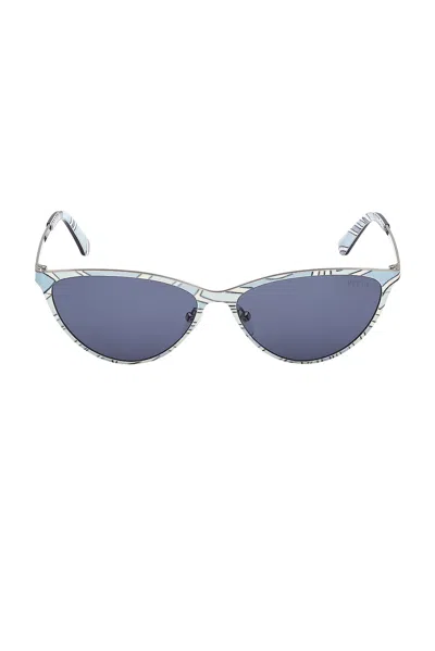 Pucci Cat Eye Sunglasses In Shiny Labirinto Blue  Palladium  & Brigh