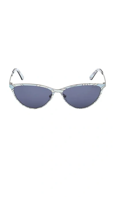 Pucci Cat Eye Sunglasses In Shiny Labirinto Blue  Palladium  & Brigh