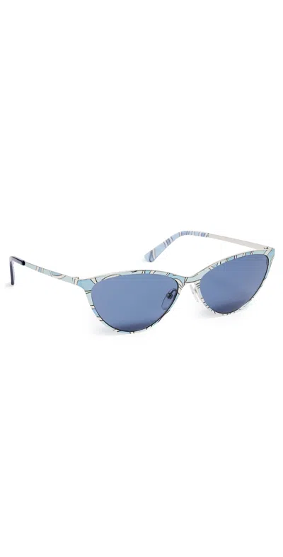 Pucci Cat Eye Sunglasses Shiny Labirinto Blue/palladium