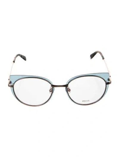 Pre-owned Pucci Cat-eye Eyeglasses In Blue/gold