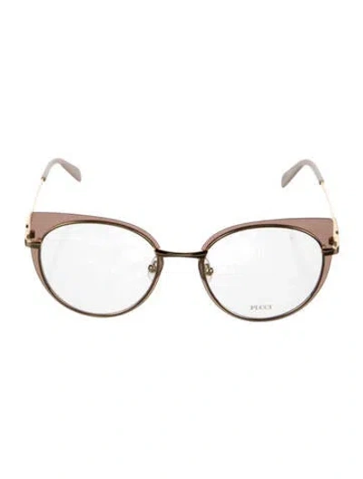 Pre-owned Pucci Cat-eye Eyeglasses In Brown
