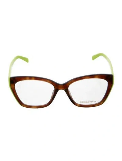 Pre-owned Pucci Cat-eye Eyeglasses In Green