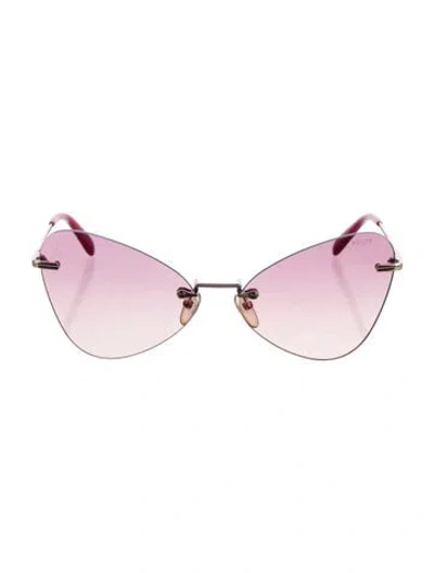 Pre-owned Pucci Cat-eye Gradient Sunglasses In Gold/red