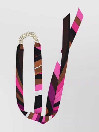 Pucci Chain Detail Silk Scarf Necklace