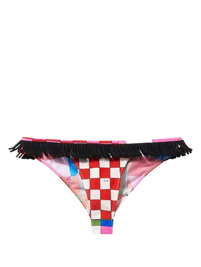 Pucci Check-print Bikini Bottoms In Multicolour