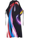 Pucci Cigni-print Cape Gown In Black