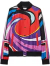 Pucci Cigni-print Silk-twill Bomber Jacket In Red