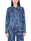 Pucci Swirl-print Denim Jacket In Blue