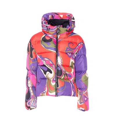 Pucci Hooded Down Jacket Zip Pockets In Multi
