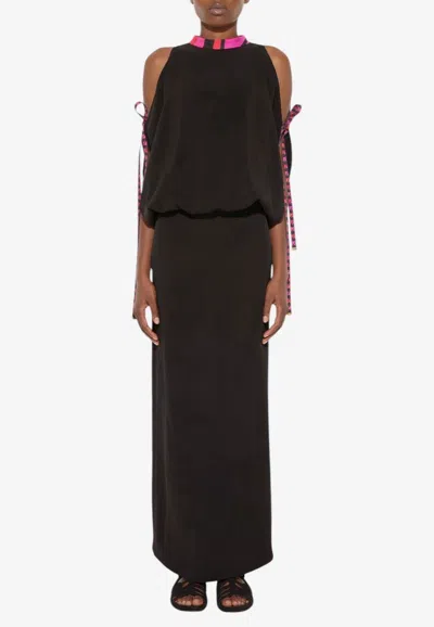 Pucci Cold-shoulders Maxi Dress In Black