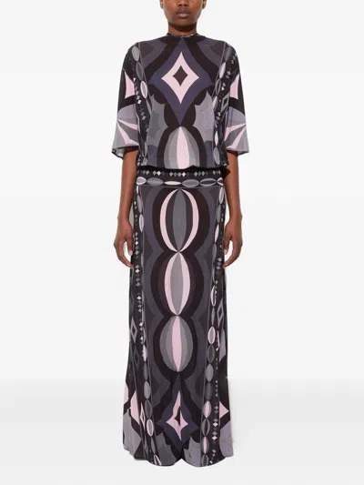 Pucci Collane Print Long Dress In Multi