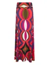 Pucci Collane Print Long Skirt In Red