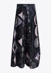 Pucci Collane Print Wide-leg Silk Pants In Multi