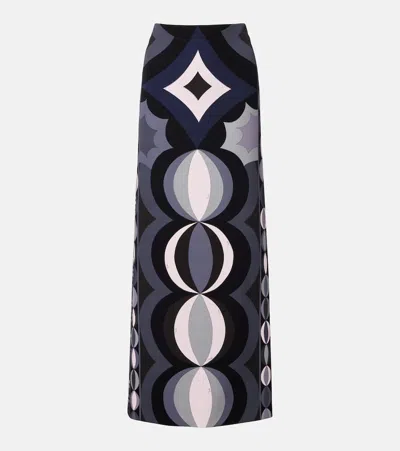 Pucci Collane Silk Maxi Skirt In Multi