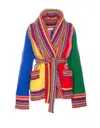 Pucci Colorblocked Striped Wool Wrap Cardigan In Multicolour