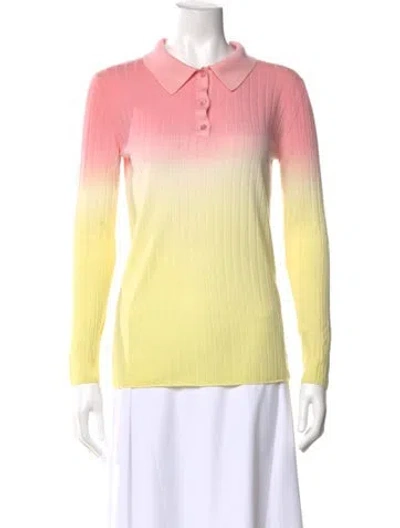 Pre-owned Pucci Colorblock Pattern Long Sleeve Polo In Yellow