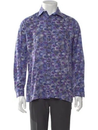Pre-owned Pucci Colorblock Pattern Long Sleeve Shirt In Blue