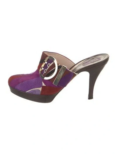 Pre-owned Pucci Colorblock Pattern Mules In Purple