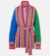 Pucci Colorblocked Striped Wool Wrap Cardigan In Multicolor