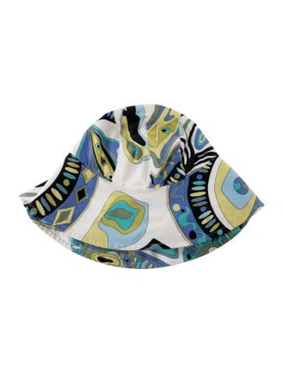 Pre-owned Pucci Colorful Polyester Bucket Hat In Blue/white