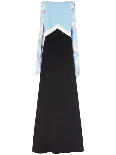 Pucci Colour-block Long Dress In Black