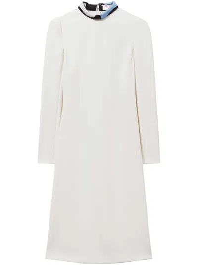 Pucci Contrast-collar Midi Dress In White