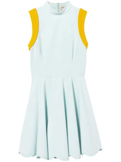 Pucci Contrast-trim Flared Dress In Blue