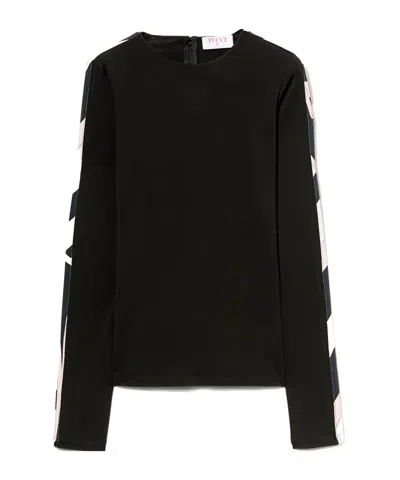 PUCCI CONTRAST-TRIM LONG-SLEEVE TOP