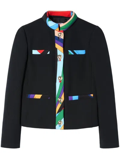 Pucci Contrast-trim Single-breasted Jacket In 黑色