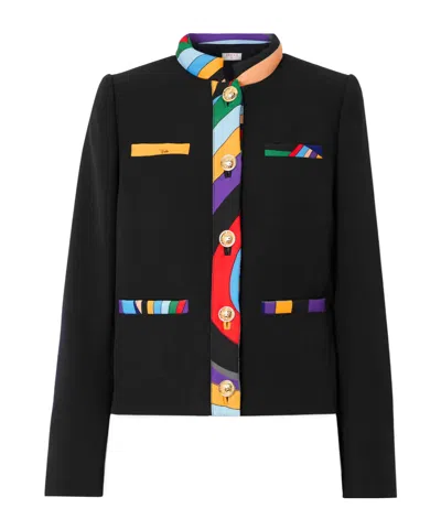 Pucci Contrast-trim Single-breasted Jacket In Black