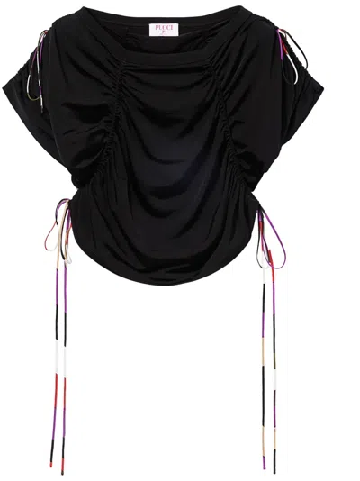Pucci Contrasting-trim Cropped Top In Black