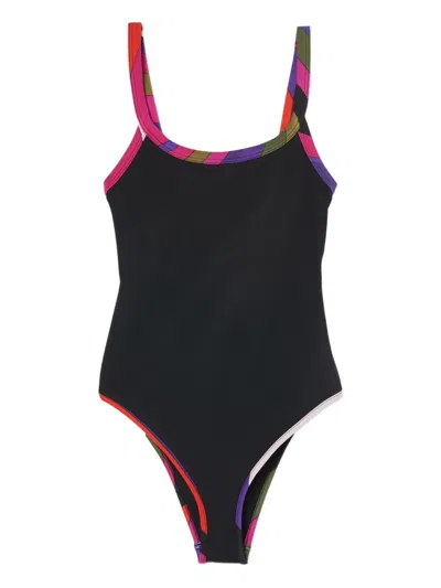 Pucci Contrasting-trim Swimsuit In Black