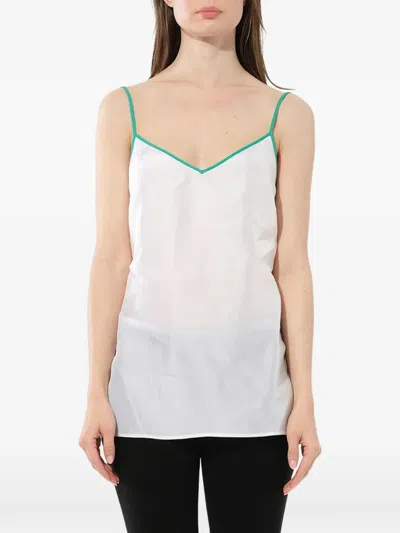 Pucci Contrast-trim Sleeveless Top In White