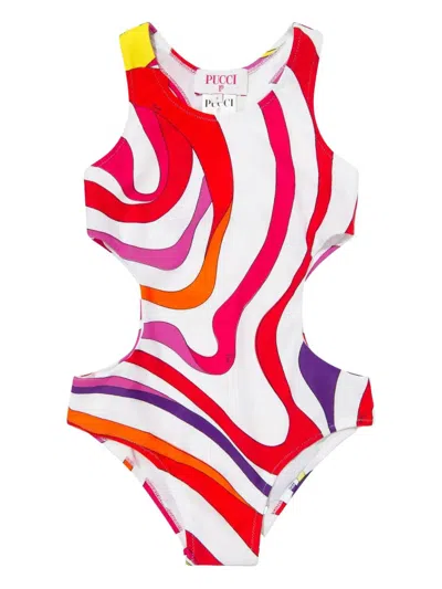 Pucci Kids' Costume Con Stampa In Orange