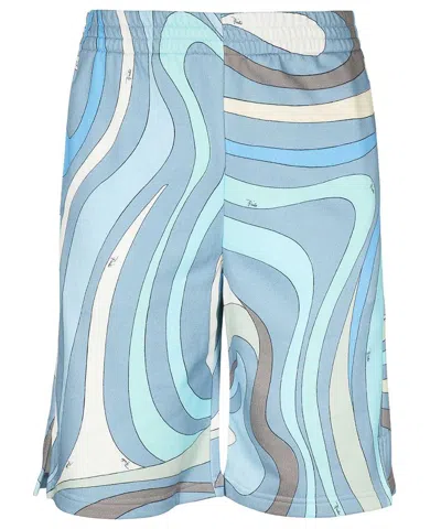 Pucci Cotton Bermuda Shorts In Blue