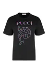 Pucci Logo Print Crewneck T-shirt In Black