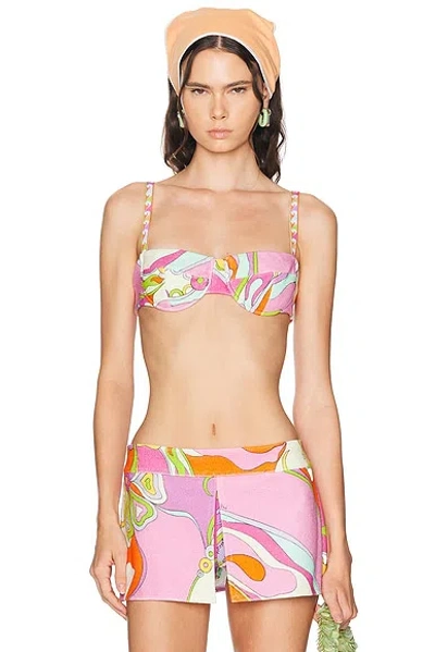 Pucci Cotton Eponge Underwire Bikini Top In Multicolor