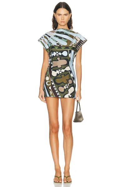 Pucci Cotton Linen Short Dress In Multi
