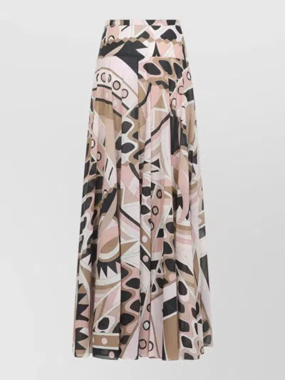 Pucci Cotton Long Skirt High Waist Print In Multi