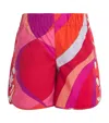 Pucci Geometric Design Cotton Shorts With Elastic Waistband In Red