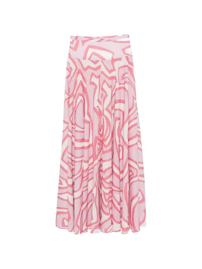 Pucci Cotton Maxi Skirt In Pink
