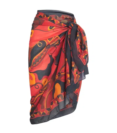 Pucci Cotton Orchidee Print Pareo In Multi
