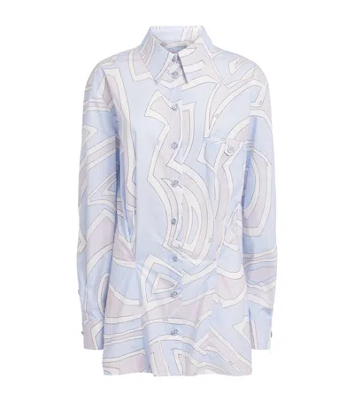 Pucci Cotton Print Tailored Shirt Dress In Multi