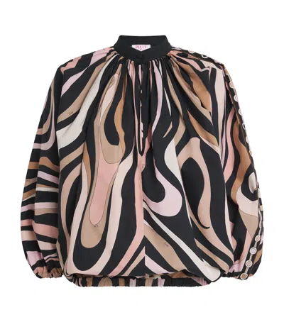 Pucci Cotton Printed Blouse In Brown