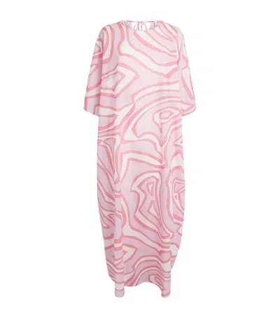 Pucci Cotton Printed Kaftan Maxi Dress In Pink