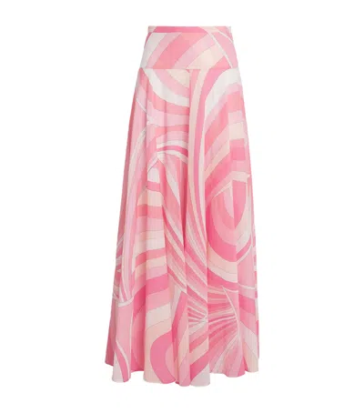 Pucci Cotton Printed Maxi Skirt In Multi