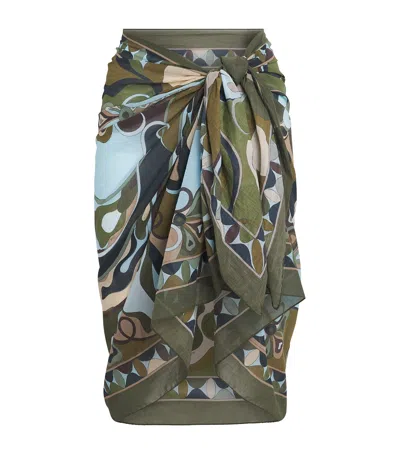 Pucci Orchidee Sarong Skirt In Green